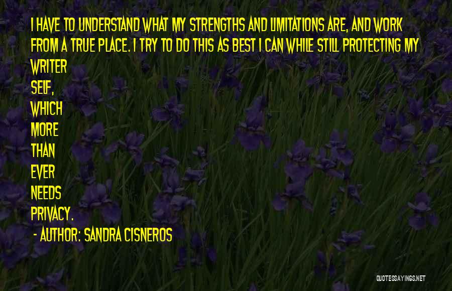 Sandra Cisneros Quotes: I Have To Understand What My Strengths And Limitations Are, And Work From A True Place. I Try To Do