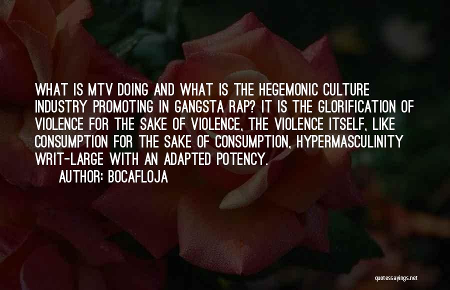 Bocafloja Quotes: What Is Mtv Doing And What Is The Hegemonic Culture Industry Promoting In Gangsta Rap? It Is The Glorification Of