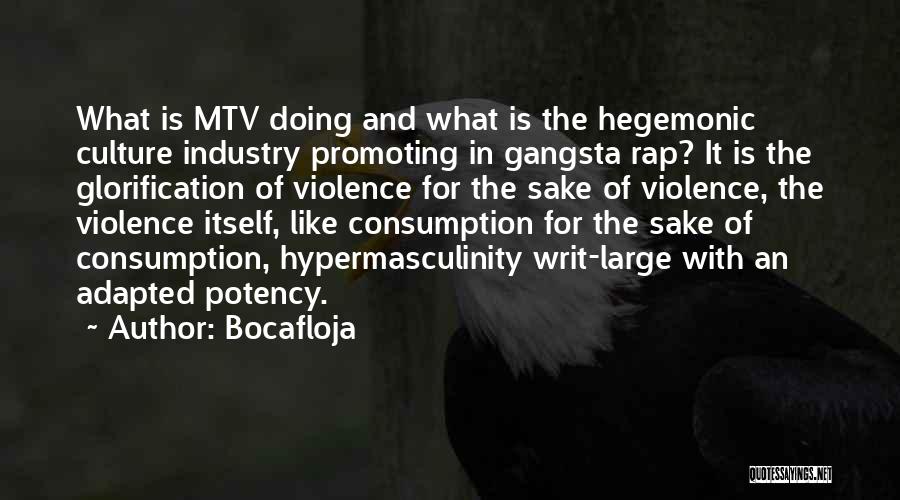 Bocafloja Quotes: What Is Mtv Doing And What Is The Hegemonic Culture Industry Promoting In Gangsta Rap? It Is The Glorification Of