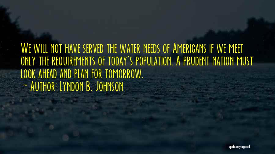 Lyndon B. Johnson Quotes: We Will Not Have Served The Water Needs Of Americans If We Meet Only The Requirements Of Today's Population. A