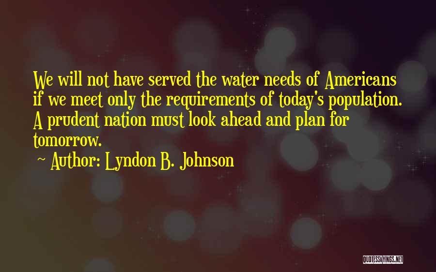 Lyndon B. Johnson Quotes: We Will Not Have Served The Water Needs Of Americans If We Meet Only The Requirements Of Today's Population. A