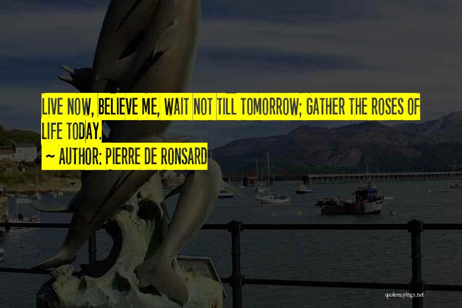 Pierre De Ronsard Quotes: Live Now, Believe Me, Wait Not Till Tomorrow; Gather The Roses Of Life Today.