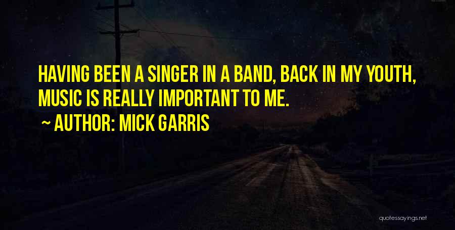 Mick Garris Quotes: Having Been A Singer In A Band, Back In My Youth, Music Is Really Important To Me.