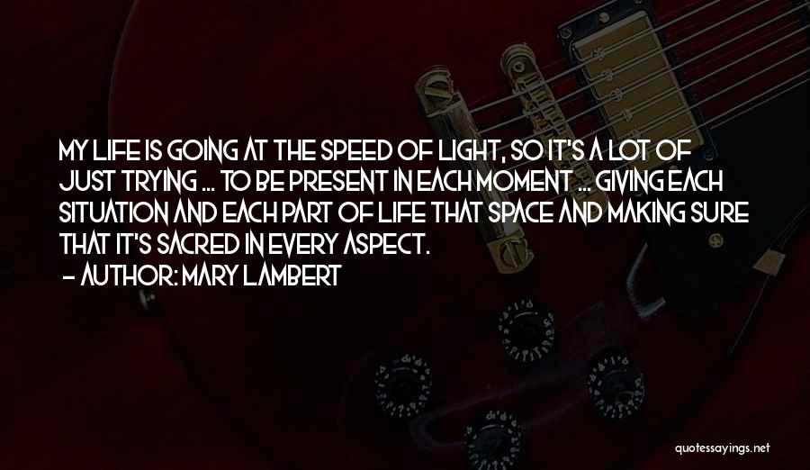 Mary Lambert Quotes: My Life Is Going At The Speed Of Light, So It's A Lot Of Just Trying ... To Be Present