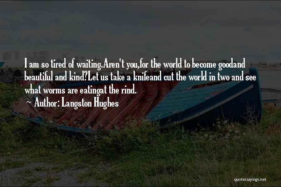 Langston Hughes Quotes: I Am So Tired Of Waiting.aren't You,for The World To Become Goodand Beautiful And Kind?let Us Take A Knifeand Cut