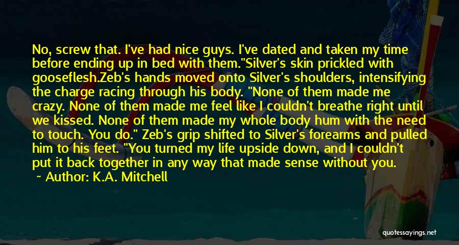 K.A. Mitchell Quotes: No, Screw That. I've Had Nice Guys. I've Dated And Taken My Time Before Ending Up In Bed With Them.silver's