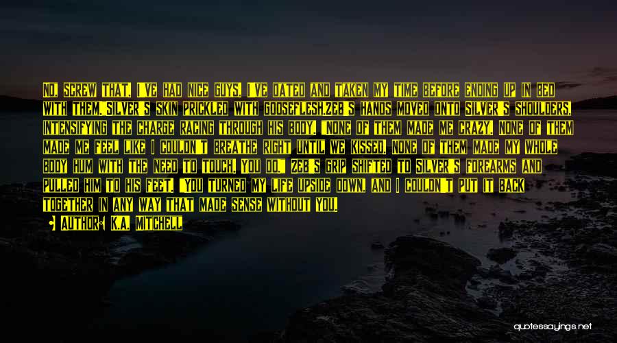 K.A. Mitchell Quotes: No, Screw That. I've Had Nice Guys. I've Dated And Taken My Time Before Ending Up In Bed With Them.silver's