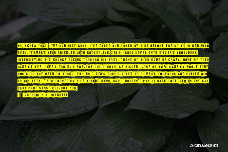 K.A. Mitchell Quotes: No, Screw That. I've Had Nice Guys. I've Dated And Taken My Time Before Ending Up In Bed With Them.silver's