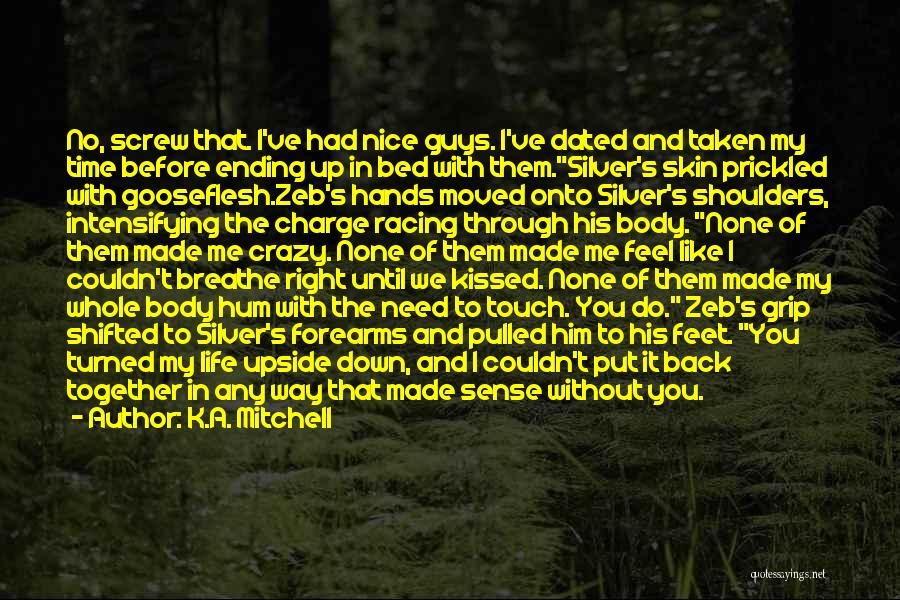 K.A. Mitchell Quotes: No, Screw That. I've Had Nice Guys. I've Dated And Taken My Time Before Ending Up In Bed With Them.silver's