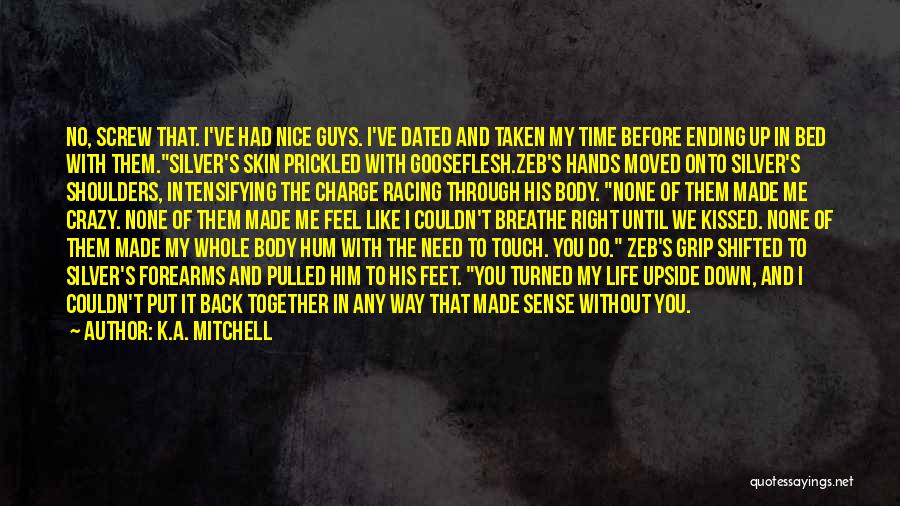 K.A. Mitchell Quotes: No, Screw That. I've Had Nice Guys. I've Dated And Taken My Time Before Ending Up In Bed With Them.silver's