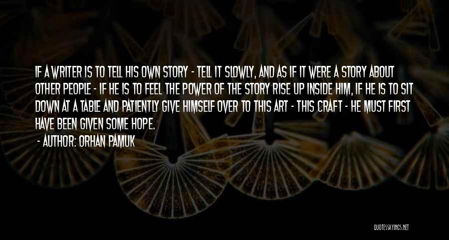 Orhan Pamuk Quotes: If A Writer Is To Tell His Own Story - Tell It Slowly, And As If It Were A Story