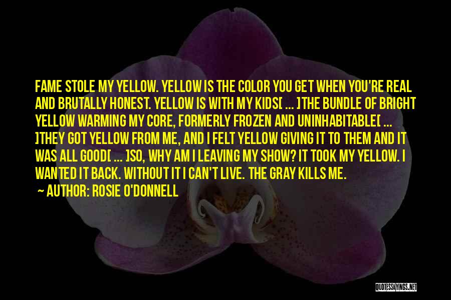Rosie O'Donnell Quotes: Fame Stole My Yellow. Yellow Is The Color You Get When You're Real And Brutally Honest. Yellow Is With My