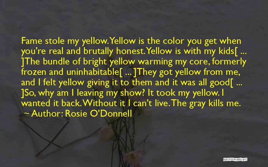 Rosie O'Donnell Quotes: Fame Stole My Yellow. Yellow Is The Color You Get When You're Real And Brutally Honest. Yellow Is With My