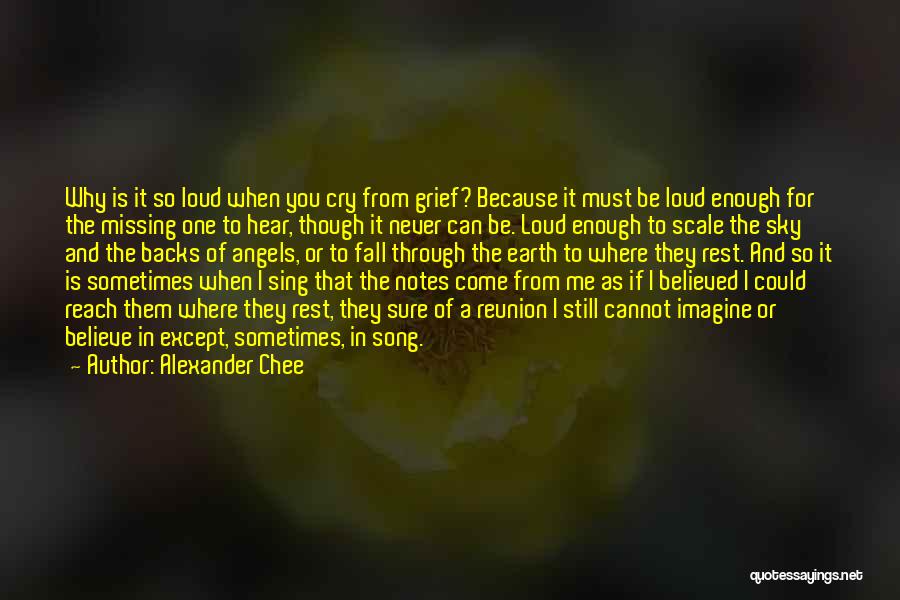 Alexander Chee Quotes: Why Is It So Loud When You Cry From Grief? Because It Must Be Loud Enough For The Missing One