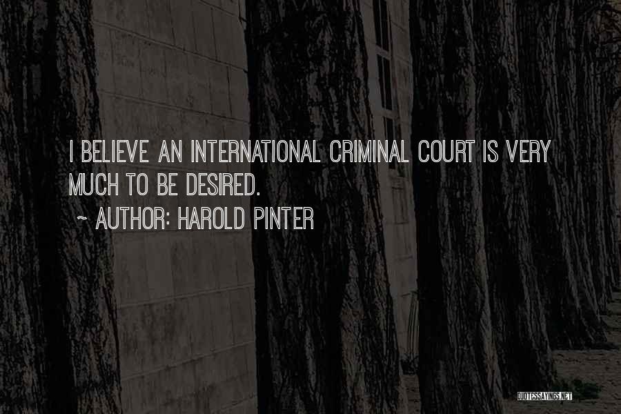Harold Pinter Quotes: I Believe An International Criminal Court Is Very Much To Be Desired.