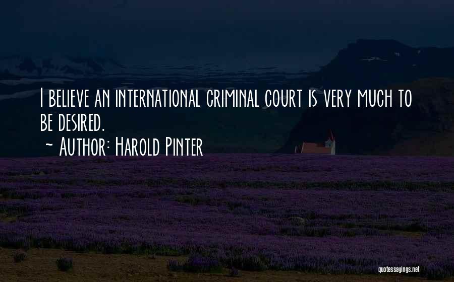 Harold Pinter Quotes: I Believe An International Criminal Court Is Very Much To Be Desired.
