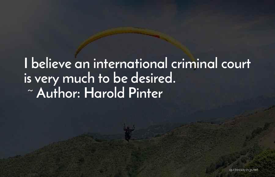 Harold Pinter Quotes: I Believe An International Criminal Court Is Very Much To Be Desired.