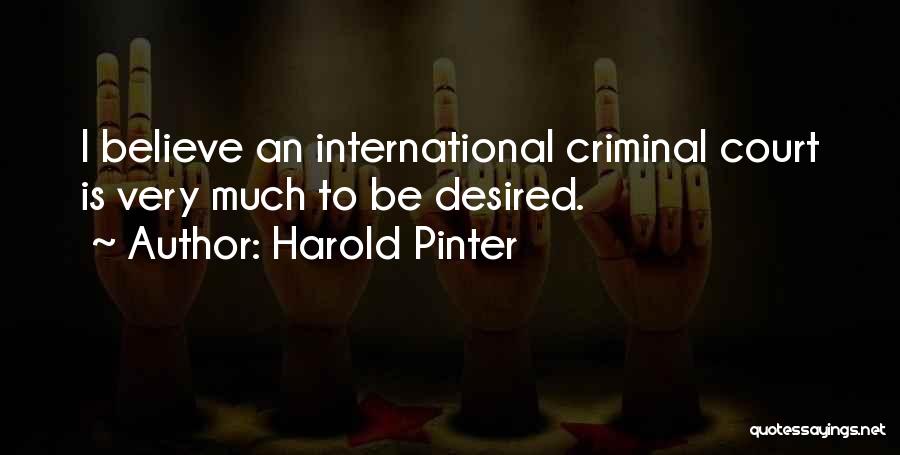 Harold Pinter Quotes: I Believe An International Criminal Court Is Very Much To Be Desired.