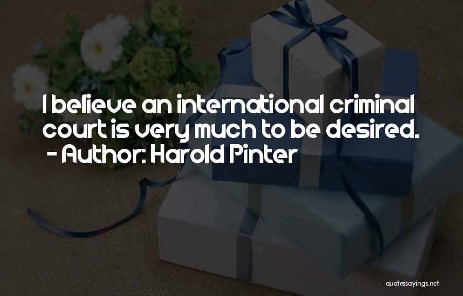 Harold Pinter Quotes: I Believe An International Criminal Court Is Very Much To Be Desired.