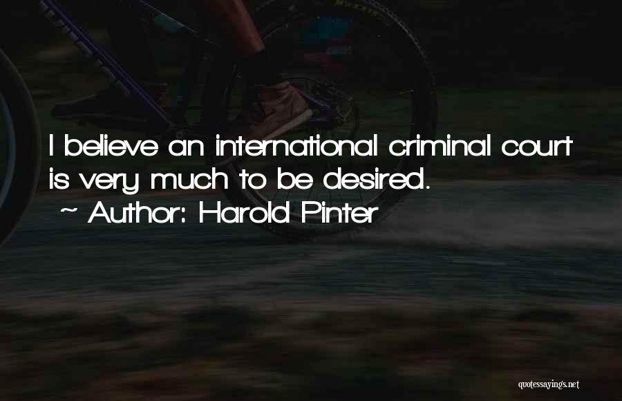 Harold Pinter Quotes: I Believe An International Criminal Court Is Very Much To Be Desired.