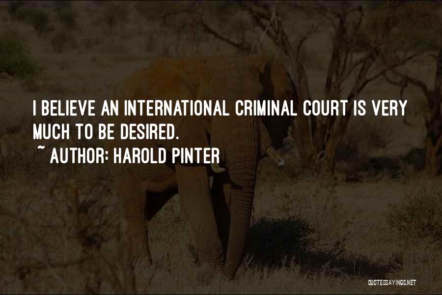Harold Pinter Quotes: I Believe An International Criminal Court Is Very Much To Be Desired.