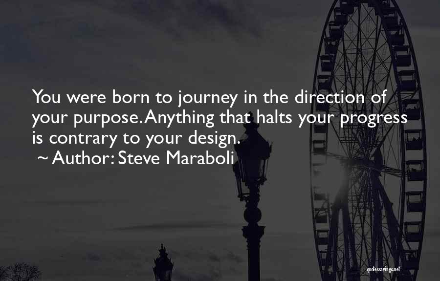 Steve Maraboli Quotes: You Were Born To Journey In The Direction Of Your Purpose. Anything That Halts Your Progress Is Contrary To Your