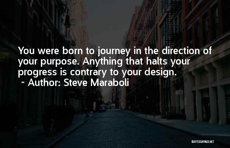 Steve Maraboli Quotes: You Were Born To Journey In The Direction Of Your Purpose. Anything That Halts Your Progress Is Contrary To Your
