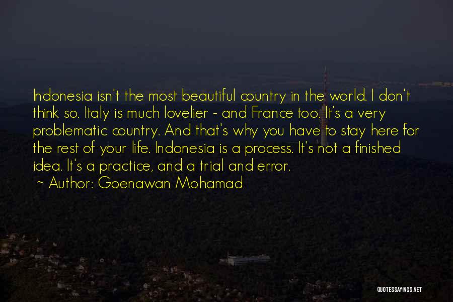 Goenawan Mohamad Quotes: Indonesia Isn't The Most Beautiful Country In The World. I Don't Think So. Italy Is Much Lovelier - And France