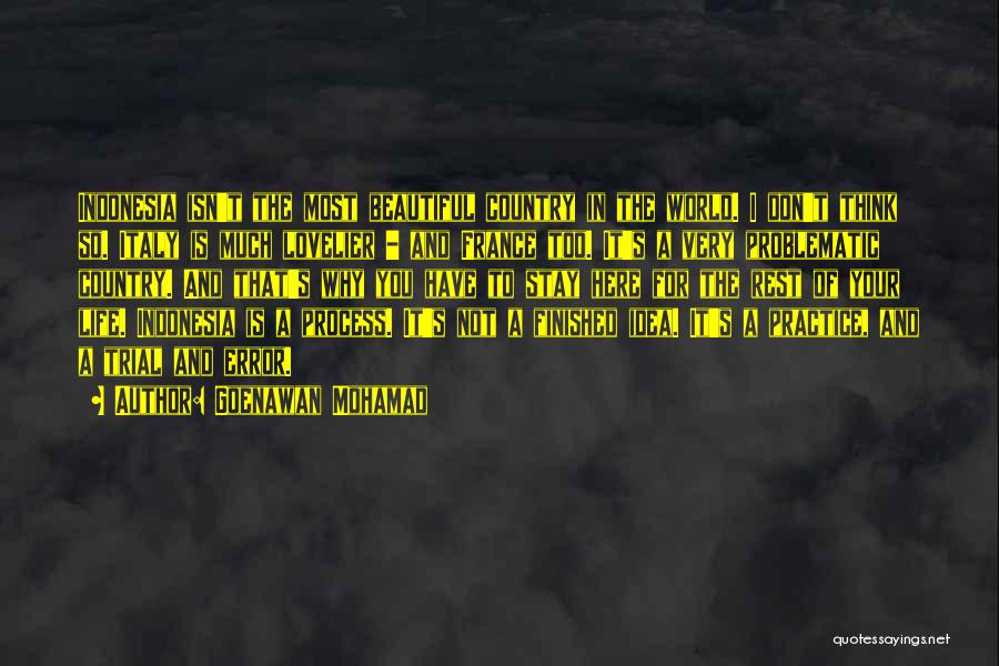 Goenawan Mohamad Quotes: Indonesia Isn't The Most Beautiful Country In The World. I Don't Think So. Italy Is Much Lovelier - And France