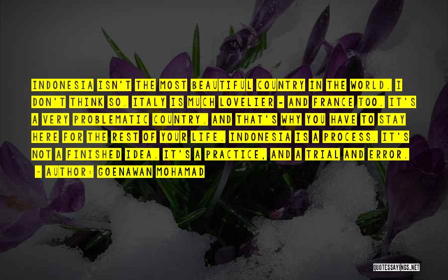 Goenawan Mohamad Quotes: Indonesia Isn't The Most Beautiful Country In The World. I Don't Think So. Italy Is Much Lovelier - And France
