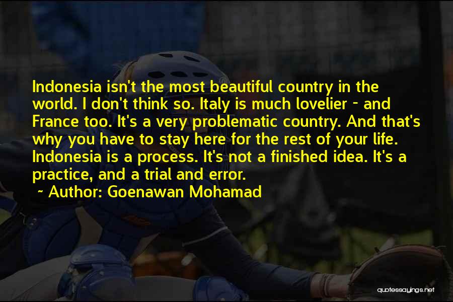 Goenawan Mohamad Quotes: Indonesia Isn't The Most Beautiful Country In The World. I Don't Think So. Italy Is Much Lovelier - And France