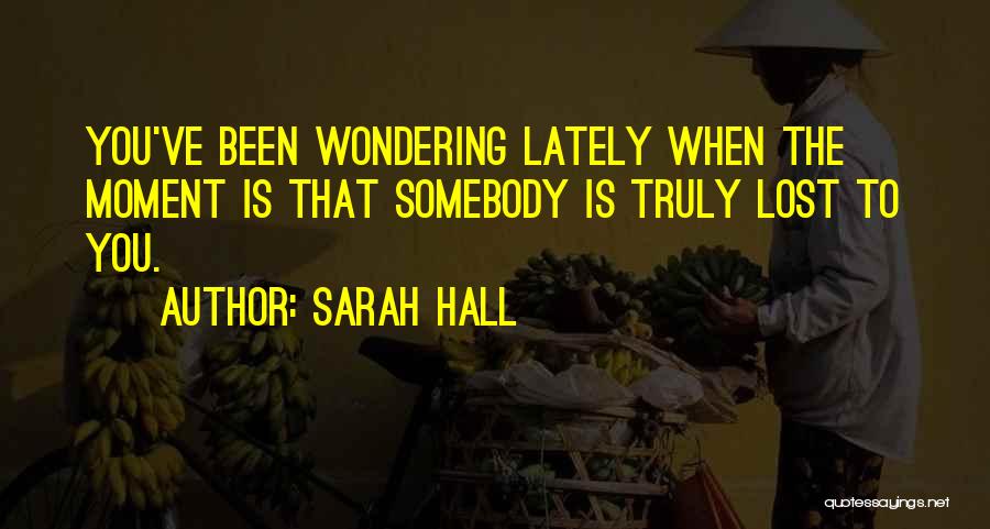 Sarah Hall Quotes: You've Been Wondering Lately When The Moment Is That Somebody Is Truly Lost To You.