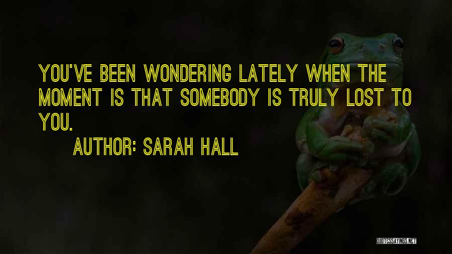 Sarah Hall Quotes: You've Been Wondering Lately When The Moment Is That Somebody Is Truly Lost To You.