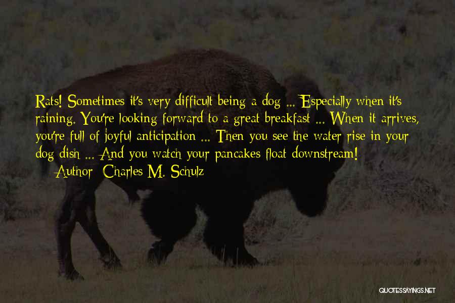 Charles M. Schulz Quotes: Rats! Sometimes It's Very Difficult Being A Dog ... Especially When It's Raining. You're Looking Forward To A Great Breakfast