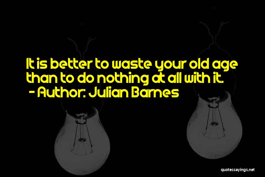 Julian Barnes Quotes: It Is Better To Waste Your Old Age Than To Do Nothing At All With It.