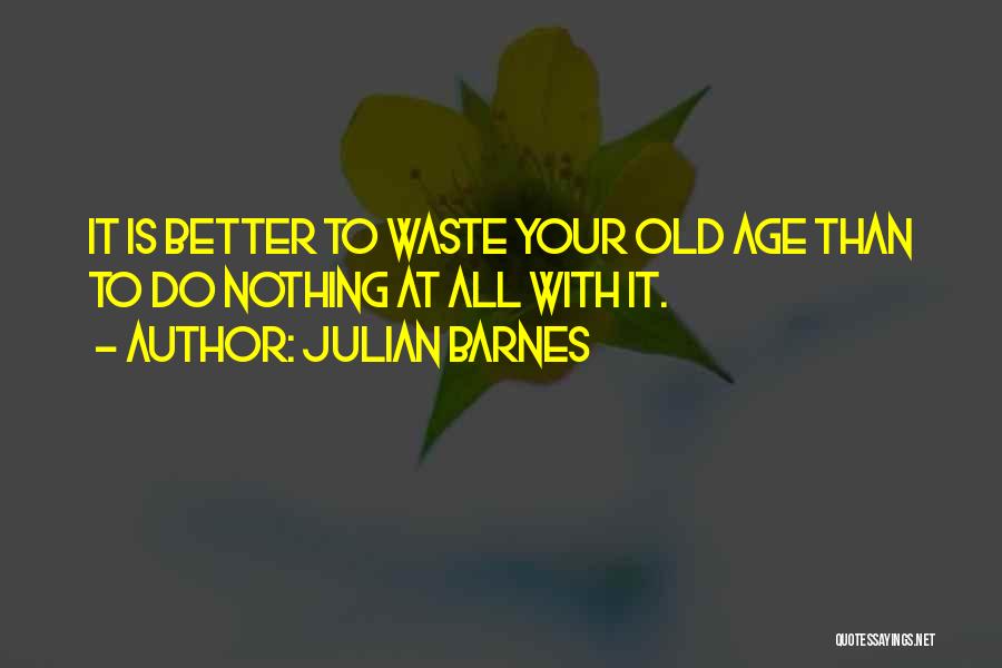 Julian Barnes Quotes: It Is Better To Waste Your Old Age Than To Do Nothing At All With It.