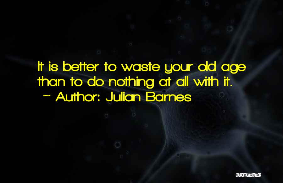 Julian Barnes Quotes: It Is Better To Waste Your Old Age Than To Do Nothing At All With It.