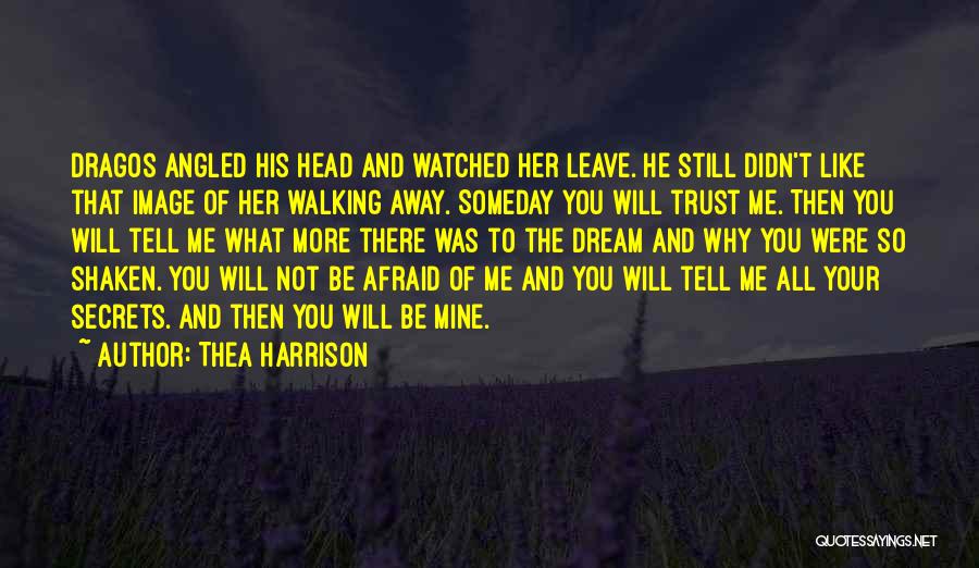 Thea Harrison Quotes: Dragos Angled His Head And Watched Her Leave. He Still Didn't Like That Image Of Her Walking Away. Someday You
