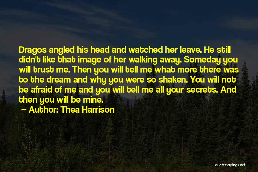 Thea Harrison Quotes: Dragos Angled His Head And Watched Her Leave. He Still Didn't Like That Image Of Her Walking Away. Someday You