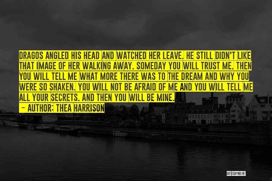 Thea Harrison Quotes: Dragos Angled His Head And Watched Her Leave. He Still Didn't Like That Image Of Her Walking Away. Someday You