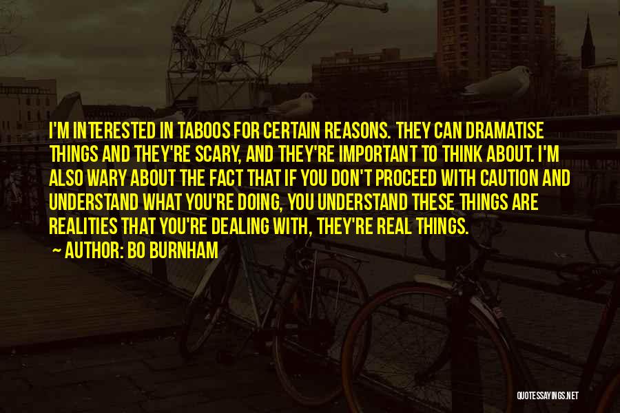 Bo Burnham Quotes: I'm Interested In Taboos For Certain Reasons. They Can Dramatise Things And They're Scary, And They're Important To Think About.