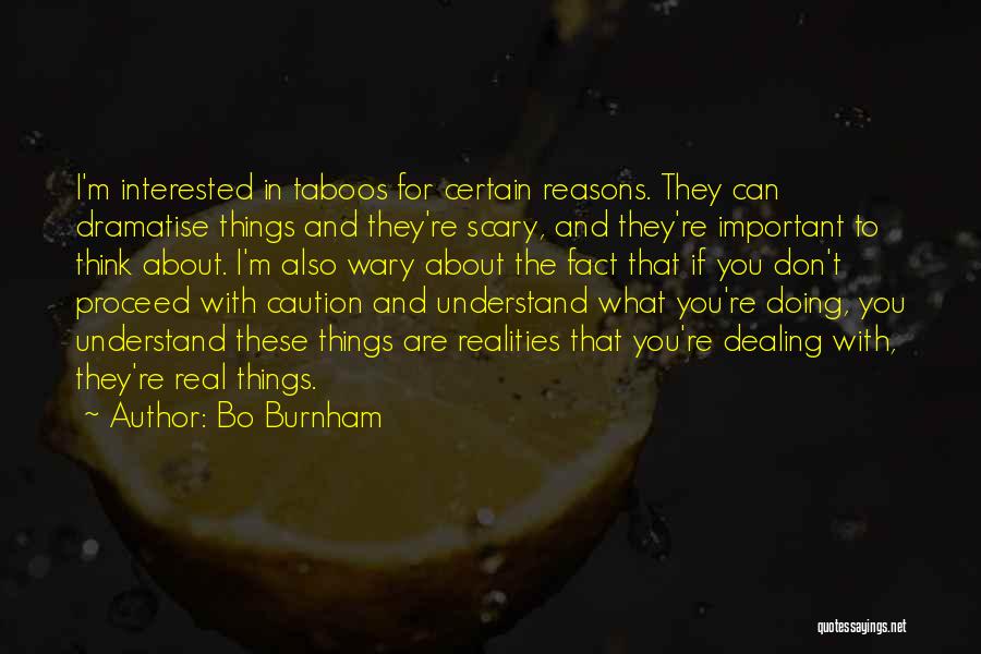 Bo Burnham Quotes: I'm Interested In Taboos For Certain Reasons. They Can Dramatise Things And They're Scary, And They're Important To Think About.