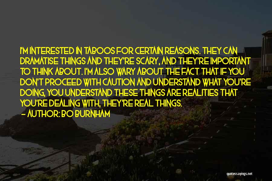 Bo Burnham Quotes: I'm Interested In Taboos For Certain Reasons. They Can Dramatise Things And They're Scary, And They're Important To Think About.