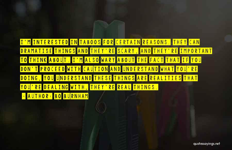 Bo Burnham Quotes: I'm Interested In Taboos For Certain Reasons. They Can Dramatise Things And They're Scary, And They're Important To Think About.