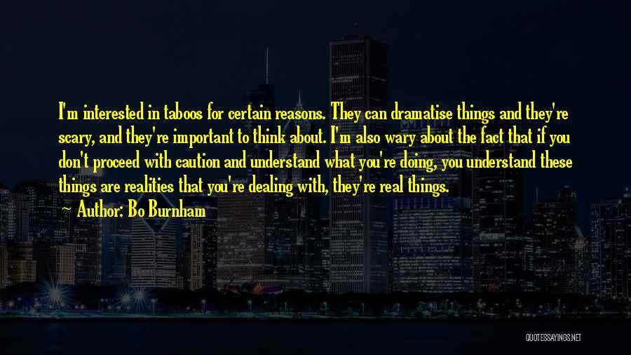 Bo Burnham Quotes: I'm Interested In Taboos For Certain Reasons. They Can Dramatise Things And They're Scary, And They're Important To Think About.