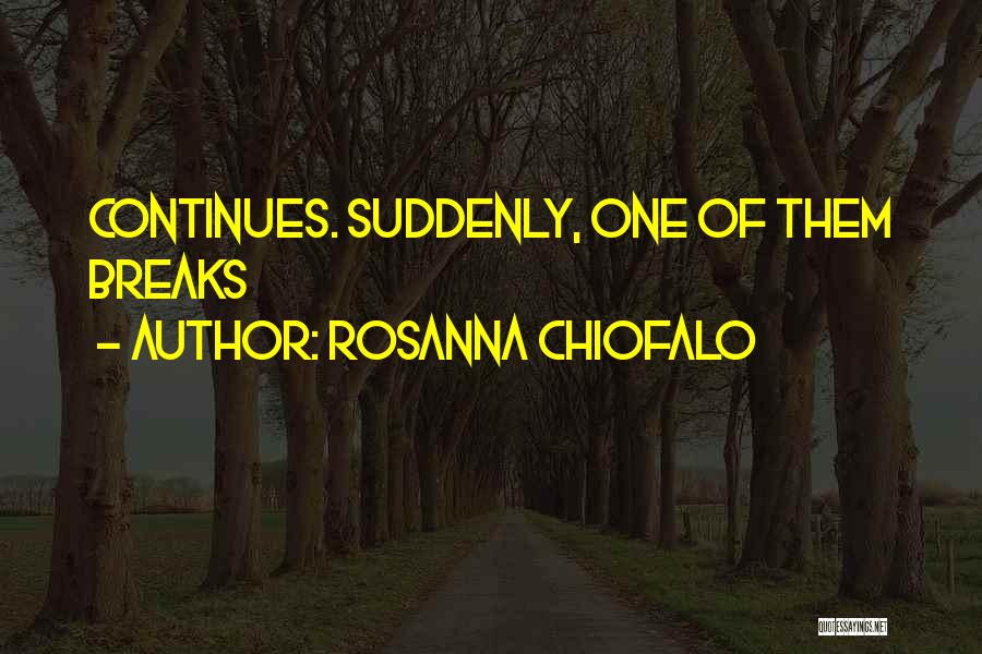 Rosanna Chiofalo Quotes: Continues. Suddenly, One Of Them Breaks