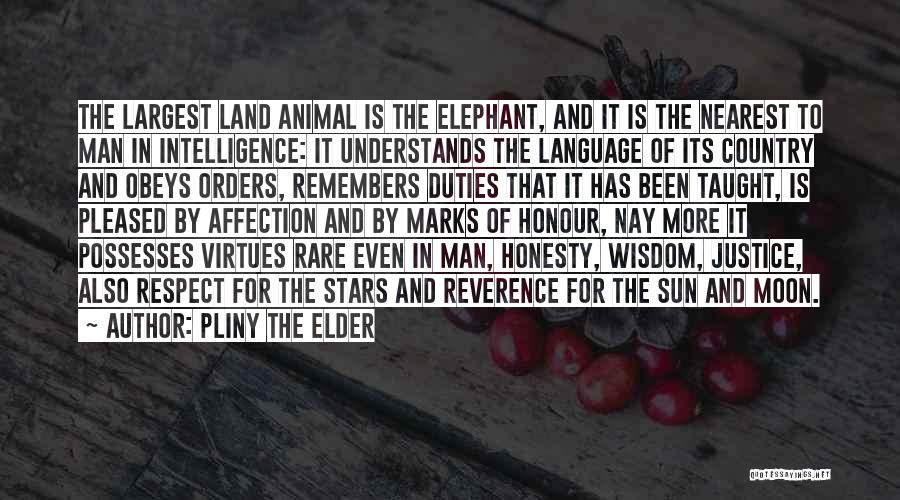 Pliny The Elder Quotes: The Largest Land Animal Is The Elephant, And It Is The Nearest To Man In Intelligence: It Understands The Language