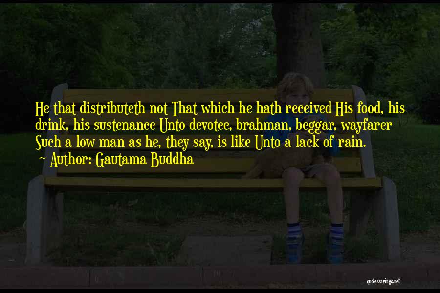 Gautama Buddha Quotes: He That Distributeth Not That Which He Hath Received His Food, His Drink, His Sustenance Unto Devotee, Brahman, Beggar, Wayfarer