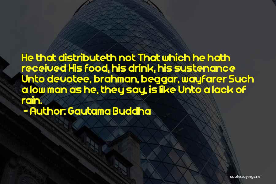 Gautama Buddha Quotes: He That Distributeth Not That Which He Hath Received His Food, His Drink, His Sustenance Unto Devotee, Brahman, Beggar, Wayfarer