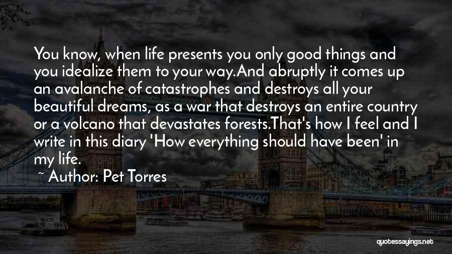 Pet Torres Quotes: You Know, When Life Presents You Only Good Things And You Idealize Them To Your Way.and Abruptly It Comes Up